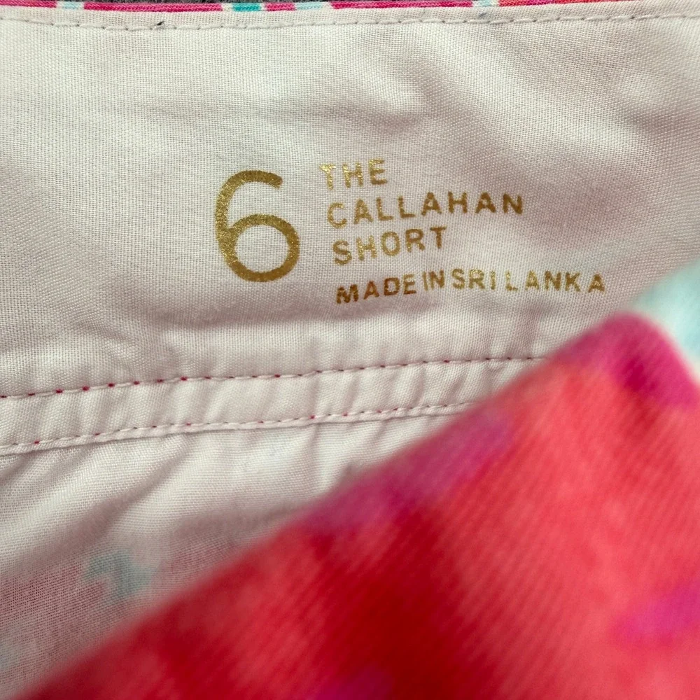 Lilly Pulitzer Callahan Short Womens 6 Pink Turquoise Floral Chino Summer Cotton